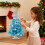 Blue Mini Tabletop Christmas Tree with Elk 17.7 Inch 5