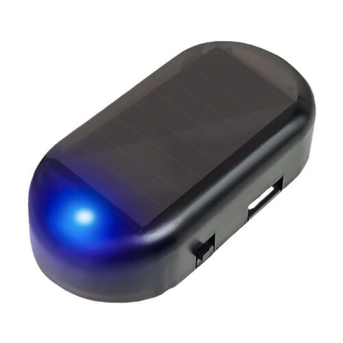 Solar Powered Dummy Alarm Car Security Blinking LED 2 Pack for Tools/Office(Blue), 1