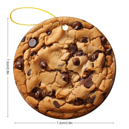 Chocolate Cookie Ceramic Ornament Round 1 Pack 2