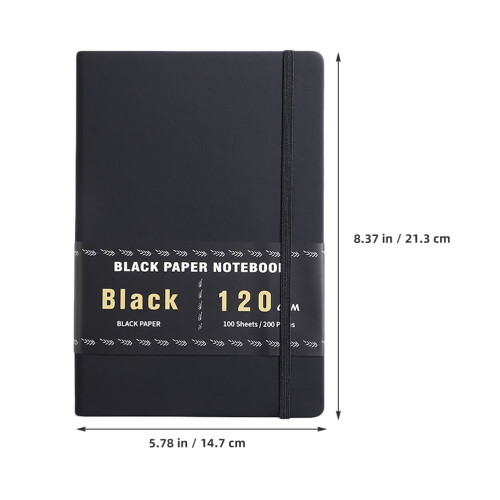 A5 Black Paper Sketchbook Hardcover 100 Sheets 1