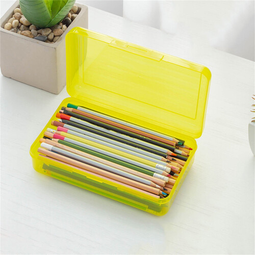 2PC Clear Plastic Pencil Box, Large Capacity, Snap-Tight Lid, Stackable, Compatible with School & Office Supplies 1