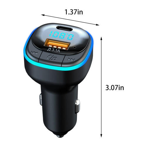 Car Charger with FM Transmitter Bluetooth 5.0 Radio Adapter 2