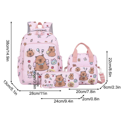 Capybara Backpack for Grades 3-6 – Cute, Spacious, Comfortable, Adjustable Straps, Back to School Gift Set 1