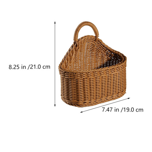 2 Pcs Wicker Basket Rack Pastoral Handmade Plastic Woven Wall-mounted Storage 1