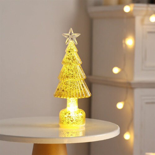 LED Mini Christmas Tree with Gold Base 6 inches 1