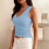 Top casual alla moda da donna, blu, taglia M 4