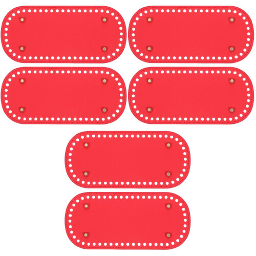 6Pcs Red Decorative PU Handbag Bottom Base for DIY Crochet Projects