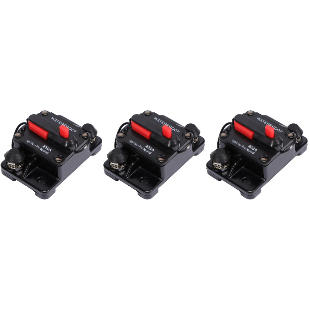 3Pcs 250A High Amp Manual Reset Circuit Breaker Black For Cars & Ships 3712395353698