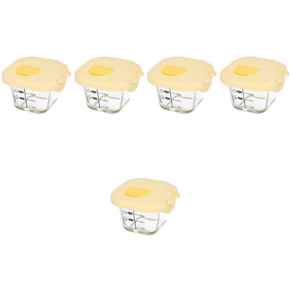 5Pcs Baby Food Bowls With Lids Pp Silicone Glass Storage Light/Yellow Artibetter
