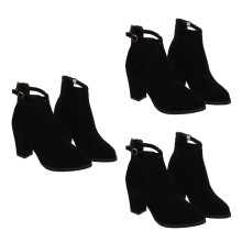 3Pairs Black Women Shoes Stylish Booties High Heels Autumn Casual
