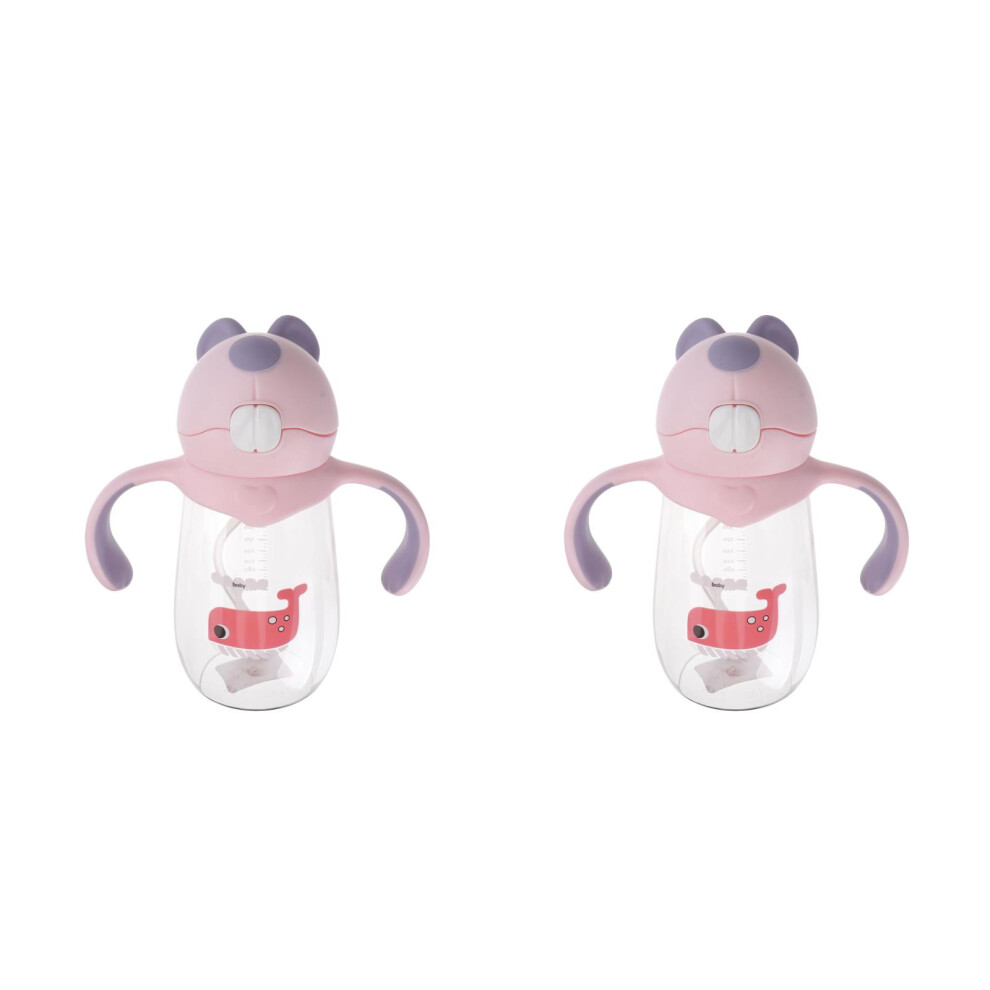 2Pcs Baby Straw Cup Double Handle Infant Training Sippy Cups Purple Artibetter