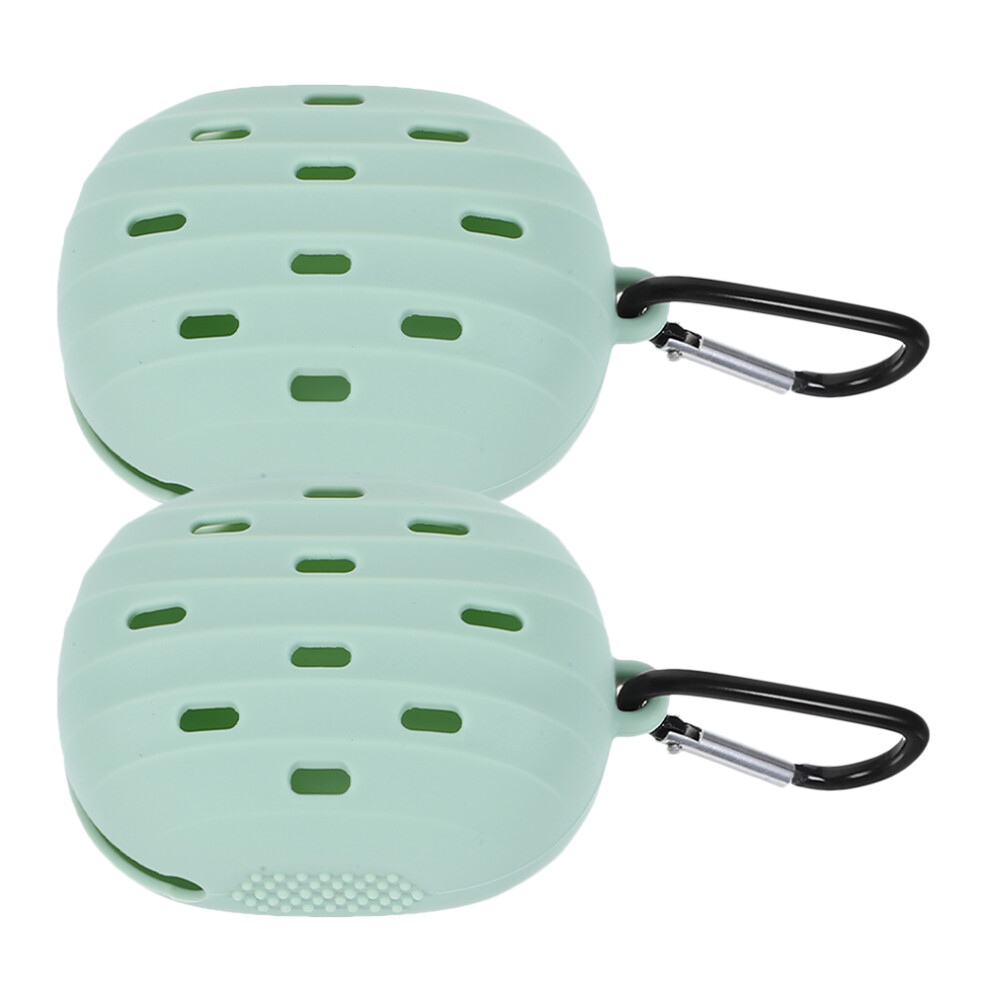 Totority Light/Green 2Pcs Silicone Makeup Sponge Box Travel Puff Storage