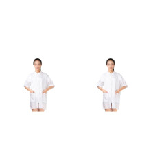 2Pcs White Salon Hairdressing Capes Short Sleeve Soft Waterproof Smock
