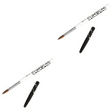 2Pcs White Acrylic Nail Brushes with Metal Handles for DIY Painting