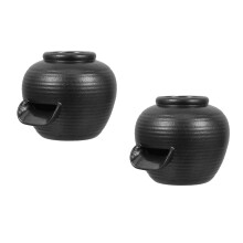2Pcs Weather-Resistant Black Ceramic Jar Fountain for Patio Waterfall
