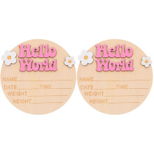 2Pcs Wood Baby Name Announcement Signs Nursery Decor