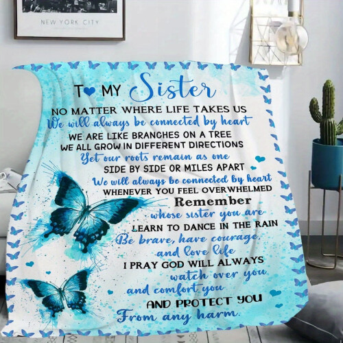 Inspirational Sisters Quote Knitted Polyester Flannel 1