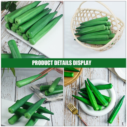 Realistic Okra Shape Artificial Okra Green Foams 10Pcs 2