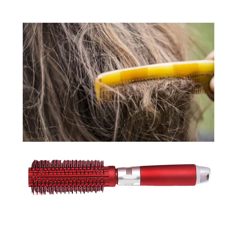 Red Round Hair Brush With Anti-Static Abs For Blow Drying & Curling
