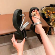 (Silver, 40) Women's Toe Ring Heeled Sandals – Open Toe Slip-On High Heel Slides, Elegant Summer Dress Sandals