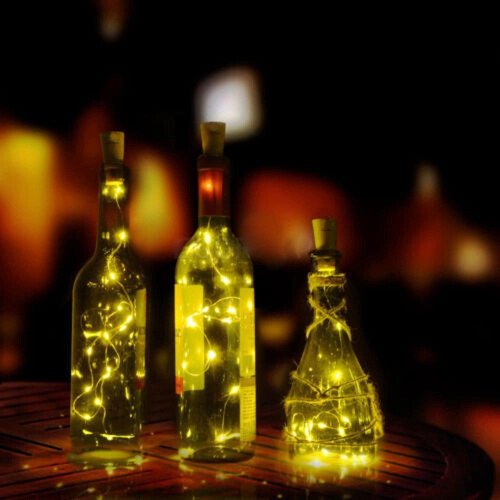 Solar Wine Bottle Cork Shaped String Light 10LED Night Light Warm 1
