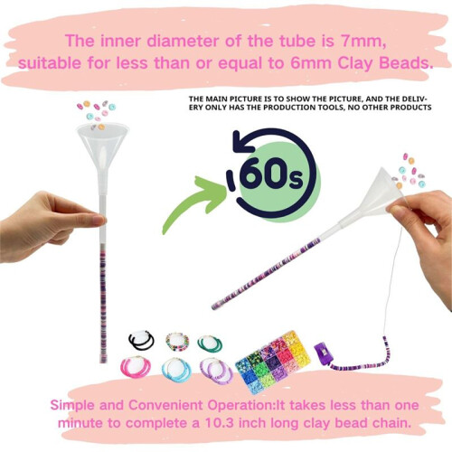 2Pcs Beading Funnel-Clay Beads Bracelet Making Kit Can Replace Clay Bead Spinner,Beading Needles Bracelet Making Kit 1