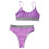 Women's Black Thong Bikini Set Solid Splicing Two-Piece 2