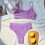 Women's Black Thong Bikini Set Solid Splicing Two-Piece 3