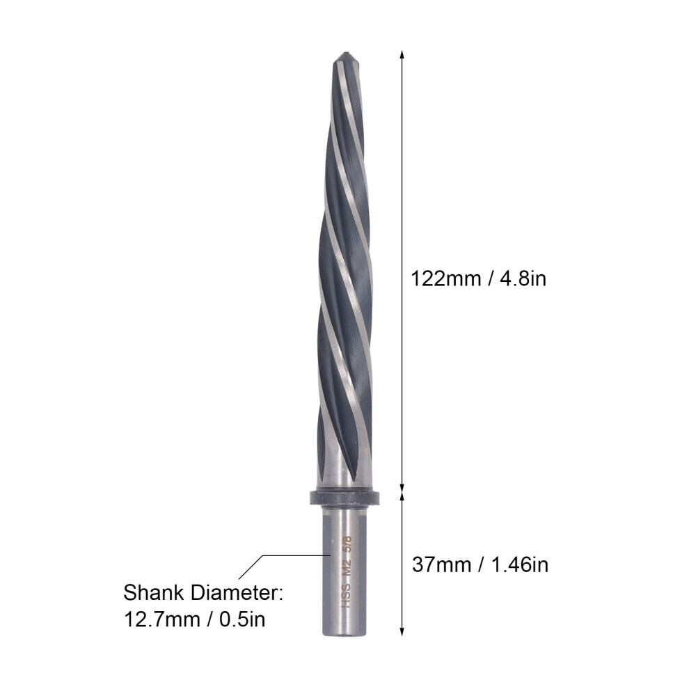 5 Flute HSS Reamer 5/8in 12.7mm Round Shank