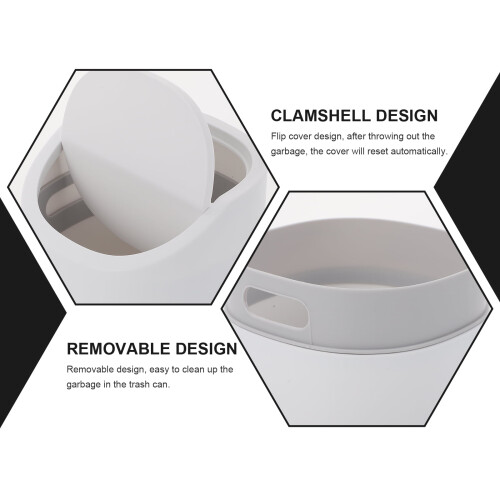 HEMOTON Waste Kitchen Flip Trash Can Odor-proof Bathroom Garbage Office 2