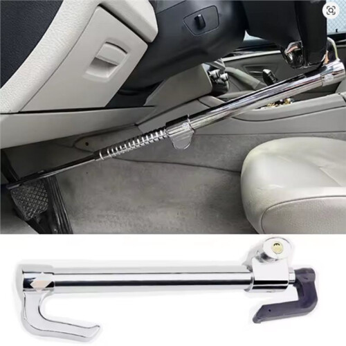 General Car Brake Lock Steering Wheel Lock Retractable Double Hook Car Clutch Pedal Lock Security 2