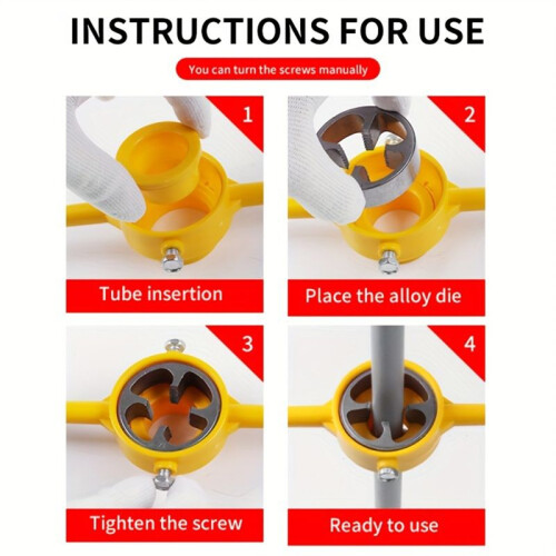6Pcs PVC Thread Maker Tool, Pipe Threader Plumbing Tool Kit, Reusable Round PVC Pipe Threader Set with 1/2inch Dies 2