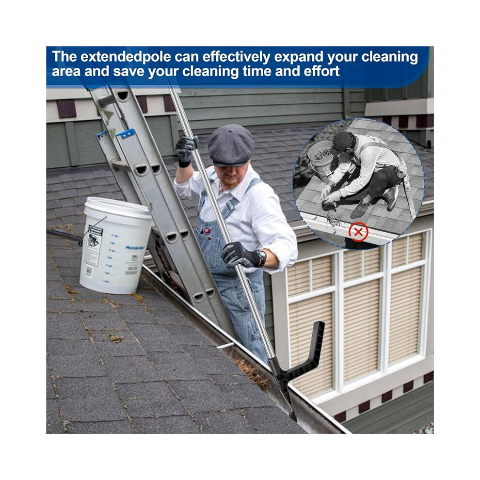 Gutter Cleaning Tools, Roof Gutter With Extendable Telescopic Pole, Detachable Roofing Cleaning Scraper Tool 4711052460372