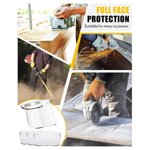 Aluminum Face Shield Adapter with 3 Pcs Safety Faceshield Replacement Visors for Cap-Style Hard Hat Safety Face Shield