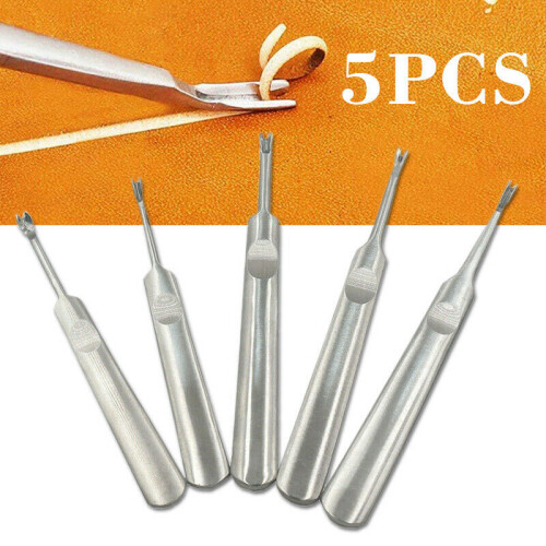 5Pcs U V Shaped Stitching Groover Skiving  Beveler Leather  Leather DIY Tool Kit 1