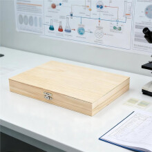 Wooden Microscope Slide Storage Box, Specimen Protect Case in 9.1 X 7.4 X 1.4 in / 23 X 18.8 X 3.5 cm