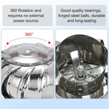 Stainless Steel Roof Exhaust Cap Flue Vent, Rotating Wind Turbine Chimney Cover for Outside Roof Vents