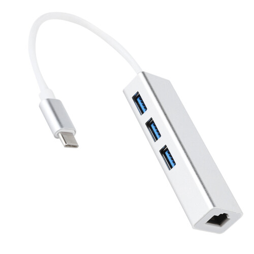 3Port USB Hub With Ethernet Adapter For USB-C Devices, Gigabit Network Speed And Avoid Wi-Fi Interference In One Compact Solution 1