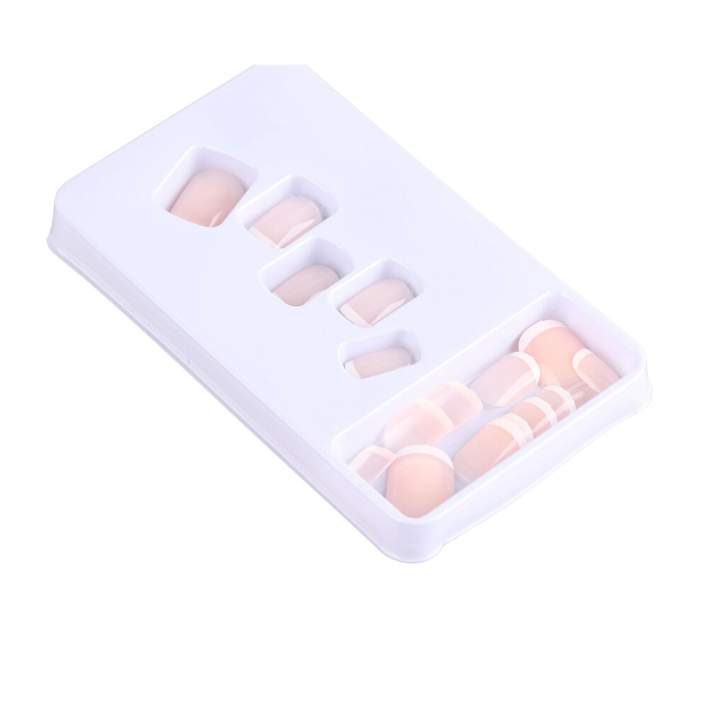 Short Fake Nails 24pcs Nude French Ballerina Tips for Easy DIY Salon & Daily