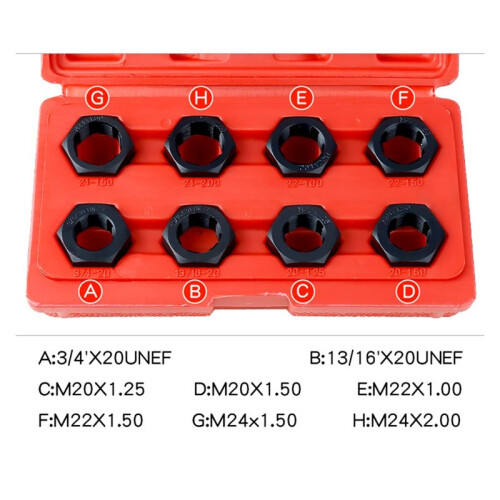 Conjunto de Ferramentas para Refazer Roscas de Eixos de Torção (8 Peças) com Machos e Cossinetes Hexagonais. 2