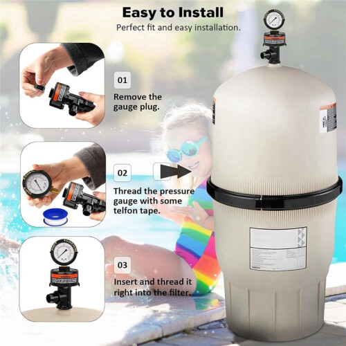 Manuelles Entlüftungsventil für Pool- und Spa-Filter mit Manometer, Entlüftungsventil-Set für Poolfilter 2
