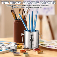 Zestaw 2 Stalowych Środków do Czyszczenia Pędzli Malarskich, 6,6 Uncji, z Pokrywką i Filtrem dla Artystów