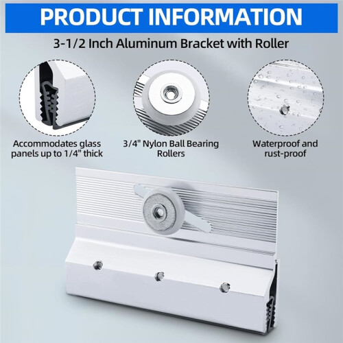 M6053 Frameless Shower Door Top Bracket Roller Assembly, 3/4 in Round Plastic Wheel,  Bearings(2 Pack) 2