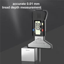 Tread Depth Gauge - Tire Measure, Precision Tester Digital Display 0.01mm Accuracy, Measuring Range 0-25.4mm