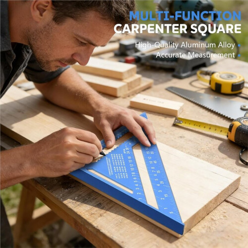 Carpenter Square,12 Inch Rafter Square Wood Working Tools, SAE & Metric Dual Scale Carpenter Measuring Tool 1