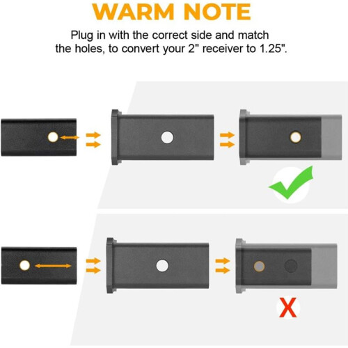 Adaptador de Engate de Reboque de 2" para 1-1/4", Conversor de Manga Receptora de 2 Polegadas para 1,25 Polegadas para Suportes de Bicicletas e