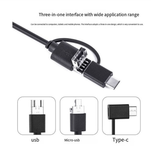 3.5mm Android Endoscope Camera 3 IN1 Micro USB Type C Borescope  Camera Waterproof LED Car Inspection for Phone PC 2