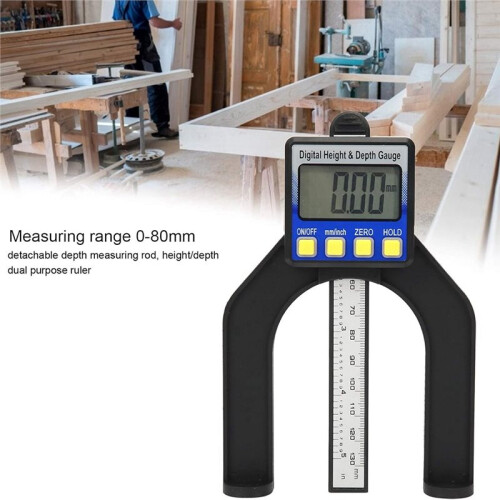 Electronic Digital Depth Gauge Height Depth Digital Display Woodworking Ruler Measuring Tool 0-80mm 1