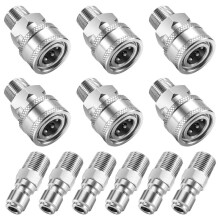 3/8"-Schnellanschluss-Set für Hochdruckreiniger, Edelstahl-Adapter für Hochdruckreiniger, NPT-Außengewinde, 12 Stück, 5000 PSI