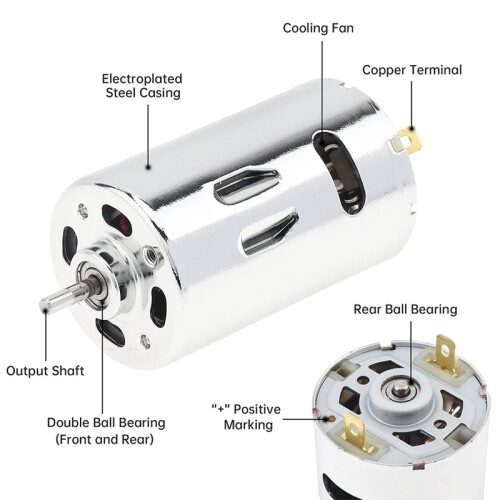 RS555 High Torque Micro Motor 12-24V for DIY Electric Tools, Drills, and Mills 2